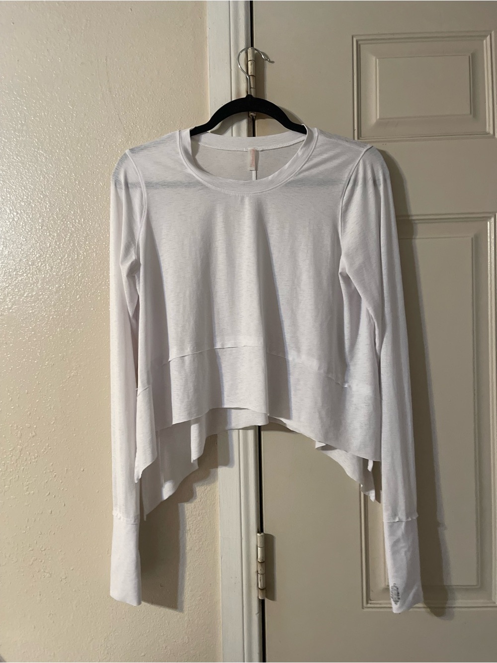 Free People White Long-Sleeve Layered High-Low Top